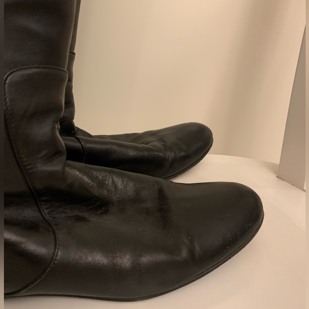giuseppe zanotti NERO boots Tall flat black leather Vintage Italy Size 40 US 10 - Picture 9 of 14
